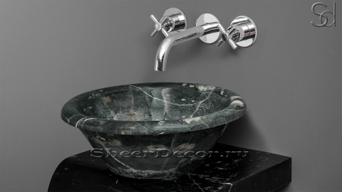 Серая раковина Cono из натурального мрамора Carrara ИНДИЯ 008009111 для ванной комнаты_3