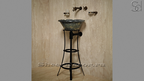 Серая раковина Cono из натурального мрамора Carrara ИНДИЯ 008009111 для ванной комнаты_4