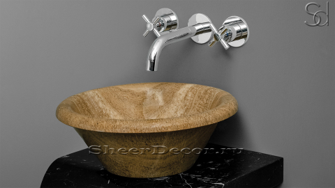 Коричневая раковина Cono из натурального мрамора Wooden Yellow ЕГИПЕТ 008032111 для ванной комнаты_1