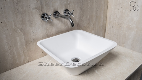 Накладная раковина для ванной Conus из кориана Bianco матовая_1