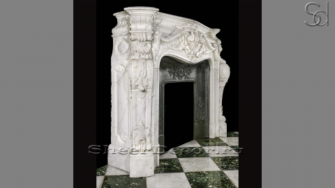 Каменный портал белого цвета для облицовки камина Cora из мрамора Bianco Extra 180111901_1