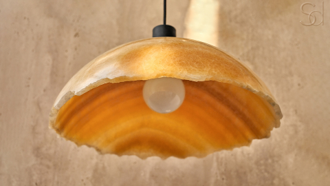 Каменный подвесной светильник Crag 4015 Pendant из оникса желтый Honey Onyx_6