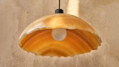 Каменный подвесной светильник Crag 4015 Pendant BL из желтого оникса Honey Onyx_6