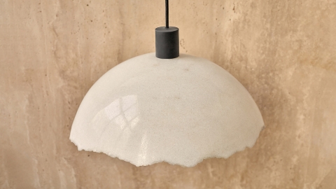 Каменный подвесной светильник Crag 4015 Pendant BL из белого мрамора Snow Crystal в сборе_4