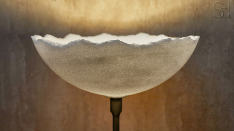 Мраморный настольный светильник Crag 4015 Kern UP из камня Snow Crystal в сборе _3