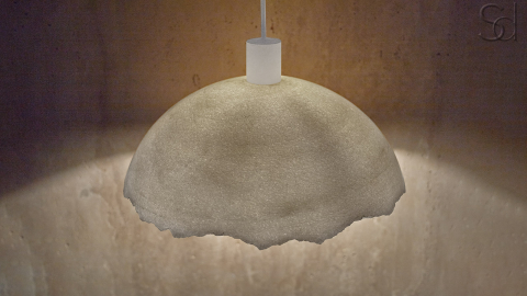 Каменный подвесной светильник Crag 4015 Pendant из белого мрамора Snow Crystal в сборе _3
