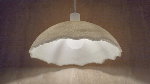 Каменный подвесной светильник Crag 4015 Pendant из белого мрамора Snow Crystal в сборе _5