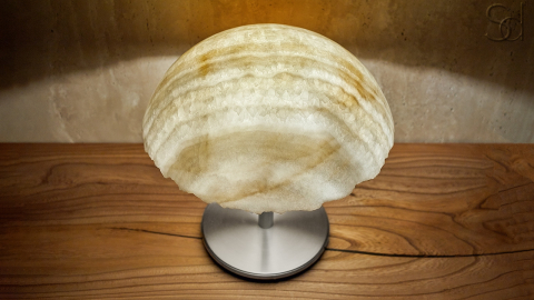 Каменный настольный светильник Crag 4015 из оникса белый White Honey_5