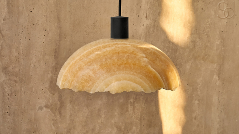 Каменный подвесной светильник Crag Pendant из оникса желтый Honey Onyx_2