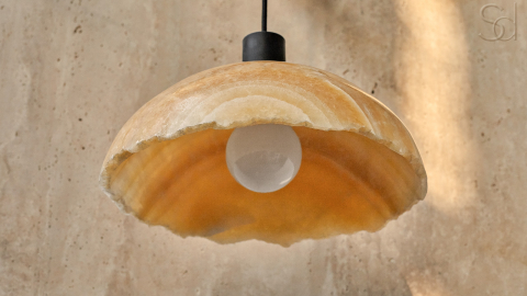 Каменный подвесной светильник Crag Pendant из оникса желтый Honey Onyx_5