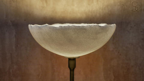 Мраморный настольный светильник Crag из камня Snow Crystal в сборе _3