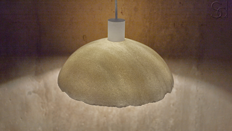 Мраморный подвесной светильник Crag Pendant из камня Snow Crystal в сборе _3