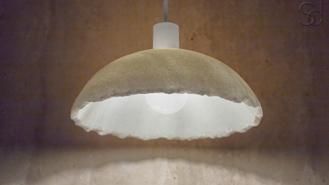 Мраморный подвесной светильник Crag Pendant из камня Snow Crystal в сборе _5