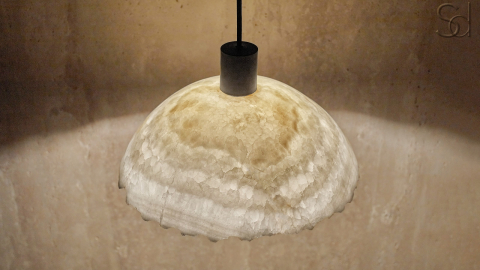 Каменный подвесной светильник Crag Pendant из оникса белый White Honey_3