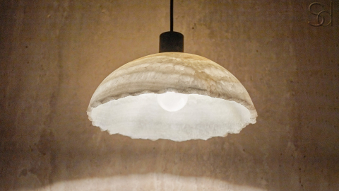 Каменный подвесной светильник Crag Pendant из оникса белый White Honey_5