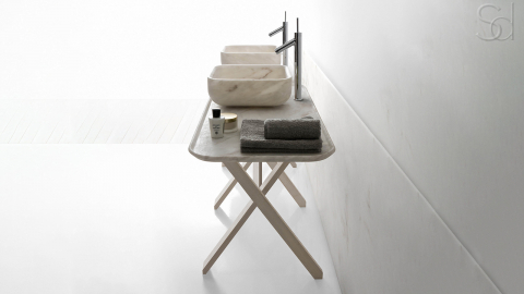 Белая раковина Cubise M3 из натурального мрамора Bianco Carrara ИТАЛИЯ 932005013 для ванной комнаты_4