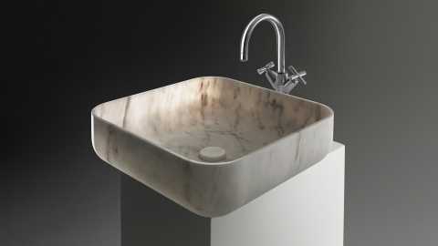 Белая раковина Cubise M3 из натурального мрамора Bianco Carrara ИТАЛИЯ 932005013 для ванной комнаты_5