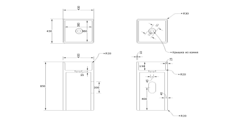 Каменная раковина с пьедесталом Cubise M6 из бежевого камня Classico Romano ТУРЦИЯ 932004076 для  комнаты_1