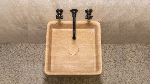Каменная мойка Cubise M6 из бежевого травертина Classico Romano ТУРЦИЯ 932004076 для  комнаты_4