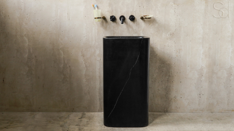 Мраморная раковина с пьедесталом Cubise M2 из черного камня Nero Marquina ИСПАНИЯ 932018072 для  комнаты_2