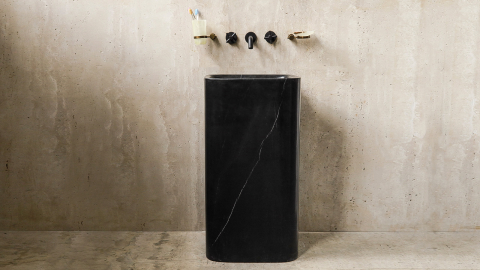 Мраморная раковина с пьедесталом Cubise M2 из черного камня Nero Marquina ИСПАНИЯ 932018072 для  комнаты_4