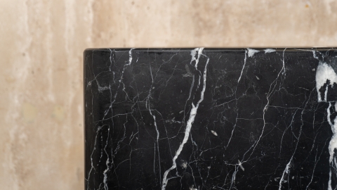 Черная раковина с пьедесталом Cubise M5 из натурального мрамора Nero Marquina ИСПАНИЯ 932018175 для  комнаты_3