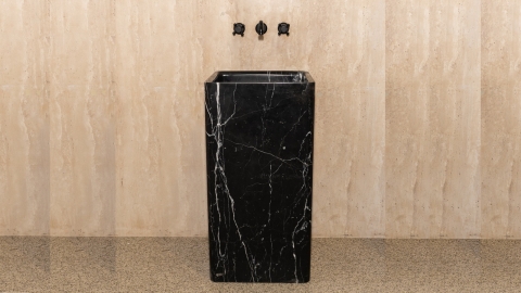 Мраморная раковина с пьедесталом Cubise M6 из черного камня Nero Marquina ИСПАНИЯ 932018176 для  комнаты_3