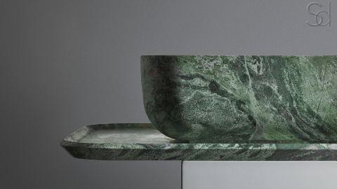 Мраморная раковина Cubise M3 из зеленого камня Veria Green ИНДИЯ 932933013 для ванной комнаты_2
