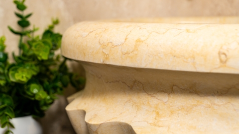 Мраморная курна нестандартной формы Damla Petalo из бежевого мрамора Galala Beige ИНДОНЕЗИЯ 162094124_2
