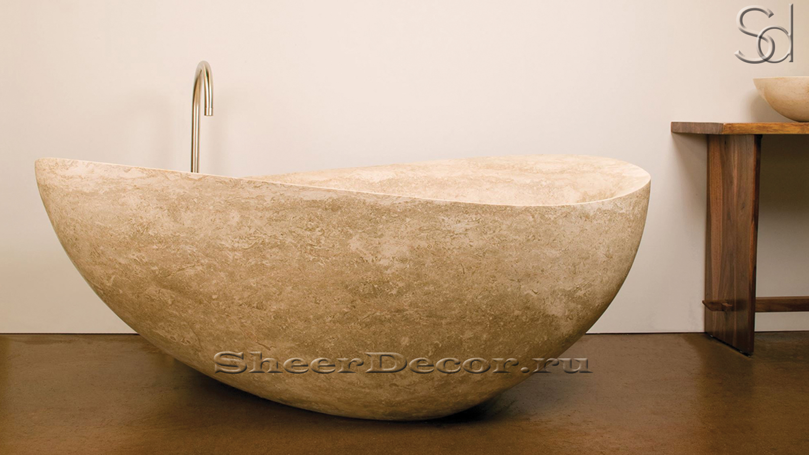 Эксклюзивная ванна Debora из бежевого травертина Romano Antico 062131051_2