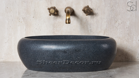 Гранитная раковина Devi из черного камня Grey Pearl КИТАЙ 284169011 для ванной комнаты_2