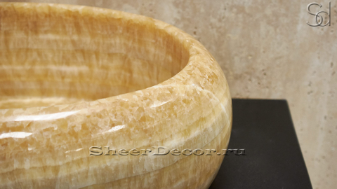 Желтая раковина Devi из камня оникса Honey Onyx ИНДИЯ 284016111 для ванной комнаты_4
