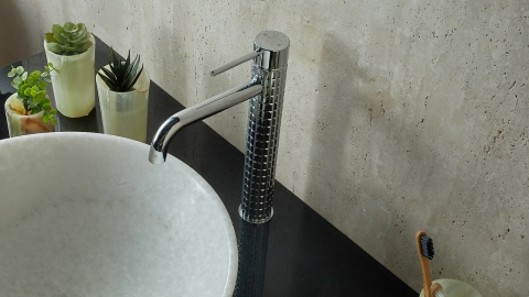 Накладной смеситель для раковины Diama Crystal с глянцевой фактурой из латуни сорта Chrome Brass ИНДИЯ 688403103_2