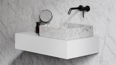 Белая раковина Diana из натурального мрамора Bianco Carrara ИТАЛИЯ 000005011 для ванной комнаты_3