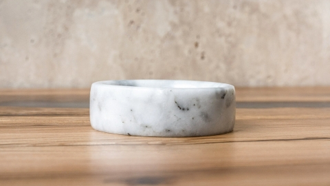 Мыльница на столешницу в ванную Disc из натурального камня мрамора Bianco Carrara_2