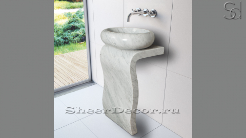 Белая раковина Distrito из натурального мрамора Bianco Carrara ИТАЛИЯ 014005111 для ванной комнаты_1