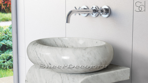 Белая раковина Distrito из натурального мрамора Bianco Carrara ИТАЛИЯ 014005111 для ванной комнаты_2
