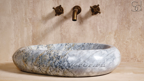 Мраморная раковина Distrito M5 из белого камня Calacatta Gold ИТАЛИЯ 014115115 для ванной комнаты_3