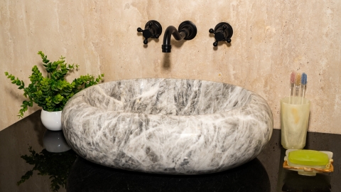 Мраморная раковина Distrito из серого камня Crystalo grey ИТАЛИЯ 014933111 для ванной комнаты_1