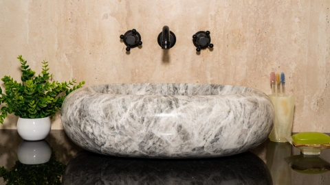 Мраморная раковина Distrito из серого камня Crystalo grey ИТАЛИЯ 014933111 для ванной комнаты_2