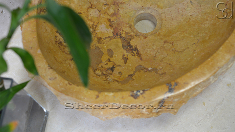 Мраморная раковина Distrito из коричневого камня Honey ИНДОНЕЗИЯ 014390311 для ванной комнаты_3