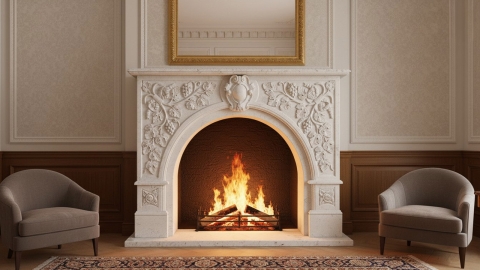 Каменный портал белого цвета для облицовки камина Drina M11 из мрамора Bianco Extra 2911119011_6