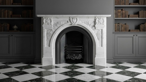 Мраморный портал белого цвета для отделки камина Drina M10 из натурального камня Bianco Extra 2911114010_6