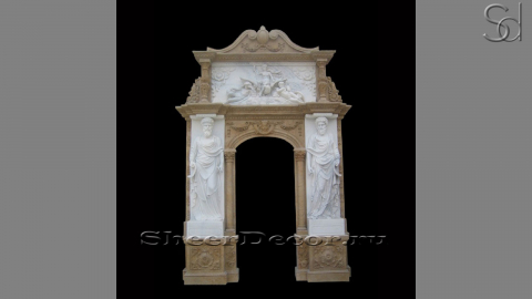 Каменный дверной портал Ellisse Philos из песчаника Terracotta Sandstone белый, в сборе _1