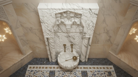 Каменная курна нестандартной формы Erminia из белого мрамора Clouds ИСПАНИЯ 788010921_3