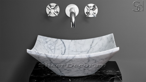 Белая раковина Escale из натурального мрамора Bianco Carrara ИТАЛИЯ 032005111 для ванной комнаты_5