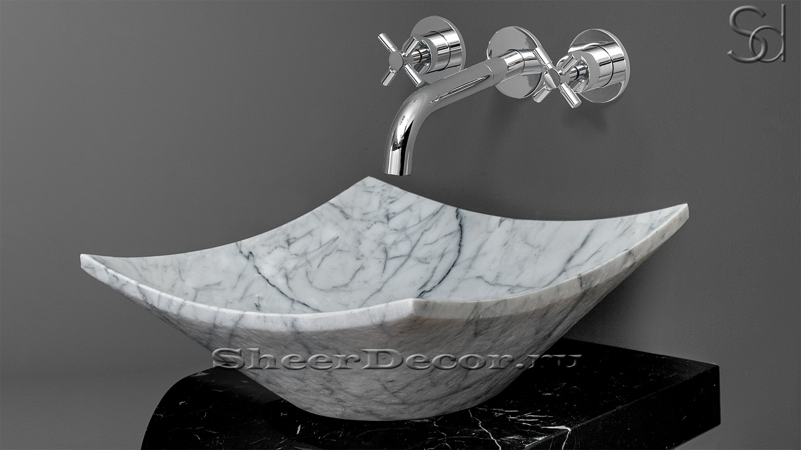 Белая раковина Escale из натурального мрамора Bianco Carrara ИТАЛИЯ 032005111 для ванной комнаты_5