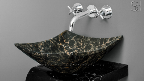 Коричневая раковина Escale из натурального мрамора Black and Gold  ПАКИСТАН 032028111 для ванной комнаты_3