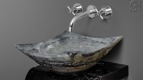 Серая раковина Escale из натурального мрамора Carrara ИНДИЯ 032009111 для ванной комнаты_3