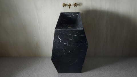 Черная раковина с пьедесталом Esquina из натурального мрамора Nero Marquina ИСПАНИЯ 000018071 для  комнаты_3
